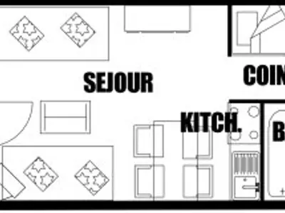 a floor plan of a small house with at Studio cosy 4 pers, 300m des pistes, Flaine - FR-1-687-97 in Arâches-la-Frasse