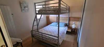 a bunk bed in a room with a bunk bedutenewayewayangering at Les Cimes de Saint-Gervais apartment in Saint-Gervais-les-Bains