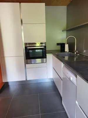 a kitchen with a sink and a stove top oven at La Sapone et Grange de Bovère in Sixt