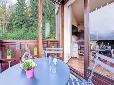 a snowy mountain with trees and snow covered mountains at Studio L'aiguille noire by Interhome in Bionnay
