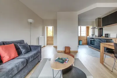 a living room with a couch and a table at Apartment Safi in Chamonix-Mont-Blanc