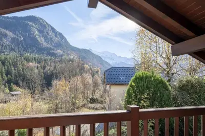 a view from the balcony of a house at Chalet Cusco in Servoz