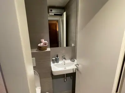 a bathroom with a sink and a mirror at Duplex Centre Station 5 Pers, Animaux Adm - FR-1-836-37 in Arâches-la-Frasse
