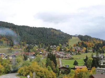 a small town in the mountains with trees at Appartement standing 2 chambres, centre Arâches, 5 pers, parking, wifi - FR-1-836-8 in Arâches-la-Frasse