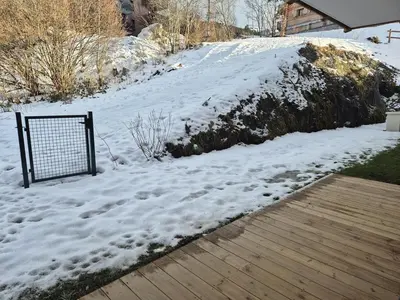 a pile of snow with a gate in it at Appartement neuf 3 chambres avec jardin et parking à Arâches-la-Frasse - FR-1-836-48 in Arâches-la-Frasse