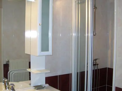 a bathroom with a sink and a shower at Appartement Chalet 2 Chambres - 6 Pers, Wifi, Parking - FR-1-836-27 in Arâches-la-Frasse
