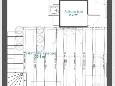 a drawing of a floor plan of a house at Duplex 4 chambres, centre à 4min, skibus à la porte, WiFi - FR-1-836-53 in Arâches-la-Frasse