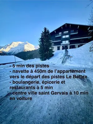 a building on top of a snow covered mountain at Le Gemma in Saint-Gervais-les-Bains
