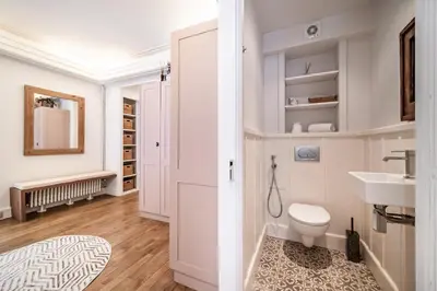 a bathroom with a toilet and a sink at Apartment Brina Chamonix - by EMERALD STAY in Chamonix-Mont-Blanc