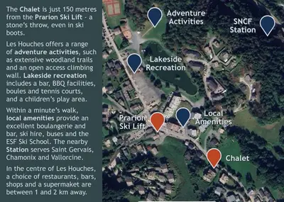 a map of a park with red dots at Les Grands Tetras in Les Houches