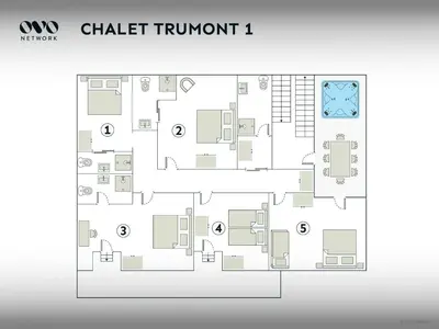 a floor plan of the catalyst floor at Chalet Trumont - OVO Network in Samoëns