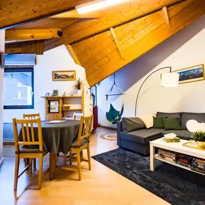 Bright studio with a view of Mont Blanc