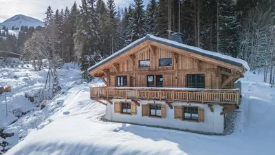 a log cabin in the snow with snow at Chalet de l'Emey - 12 pers in Mémontel