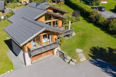 an overhead view of a house with a roof at Vieil Ours Douillet Chalet 11pax Familial Vue in Chamonix-Mont-Blanc