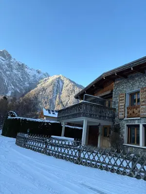 a living room with two couches and a fireplace at Chalet d'Honneur in Chamonix-Mont-Blanc