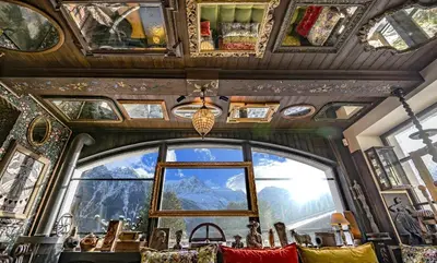 a view from the inside of a train with a window at Chalet La Renarde in Chamonix-Mont-Blanc
