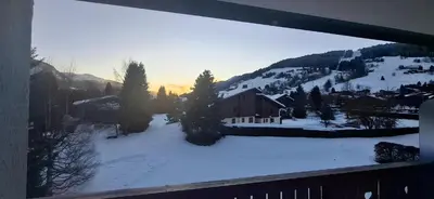 a view from a window of a house in the snow at Saint Michel - JAILLET - grand 3 chambres in Megève