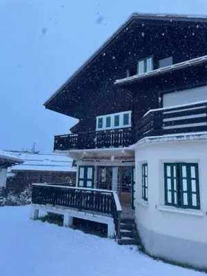 two beds in a hotel room with at Catered Chalet Les Clochettes in Megève
