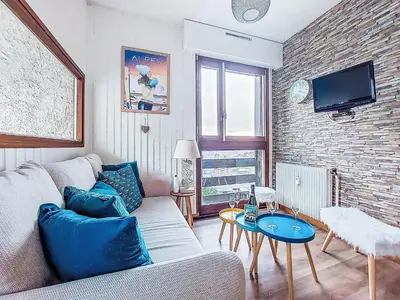 a view of a town with snow covered mountains at Apartment Le Diorama-4 by Interhome in Saint-Gervais-les-Bains