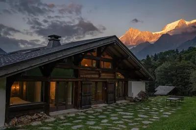 a house with a view of the mountains at Prarion - Chalet Familial Vue360 Nature Calme Unique in Les Houches