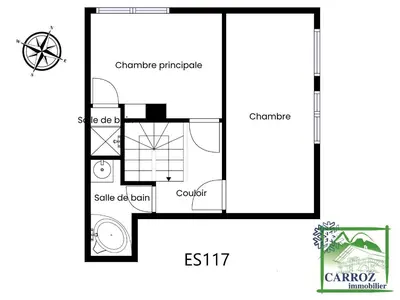 a floor plan of a small house at ES117 - Duplex 6 pers pied de pistes in Les Carroz d'Araches