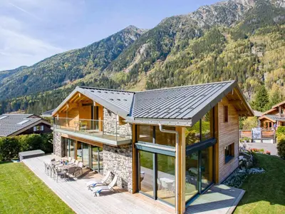 a house with a view of a mountain at Holiday Home Chalet Montana by Interhome in Chamonix-Mont-Blanc