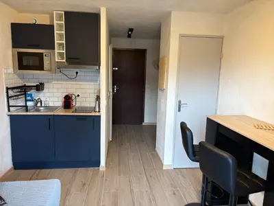 a kitchen with a sink and a counter top at Studio 2 personnes situation idéal a Sallanches 74400 in Sallanches