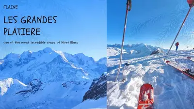 two pictures of a person on a ski lift in the snow at Rent cozy apartment sleeps 6 in SAMOENS in Samoëns