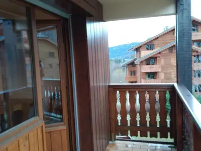 a view from the balcony of a cabin at Studio 4 pers Centre Station - Animaux OK - FR-1-836-65 in Arâches-la-Frasse