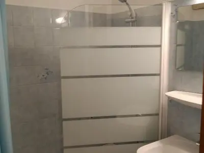 a bathroom with a shower with a toilet and a sink at Charmant Appartement au Centre, Animaux Admis, 4 pers. - FR-1-836-64 in Arâches-la-Frasse