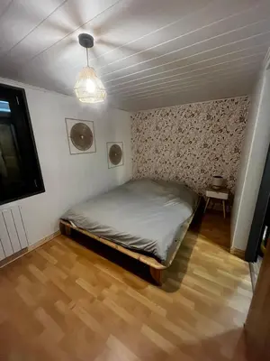 a small bedroom with a bed and a television at Appartement chaleureux et proche de station de ski in Sallanches