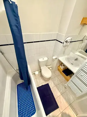 a small bathroom with a toilet and a sink at Studio Cosy avec balcon in Combloux