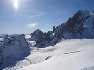 a snow covered mountain with rocks in the distance at T2 pour 6 pers Les Houches in Les Houches