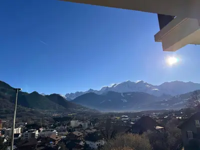 a view of a city with mountains in the background at Panorama MB 356 - Grande maison familiale vue exceptionnelle in Sallanches