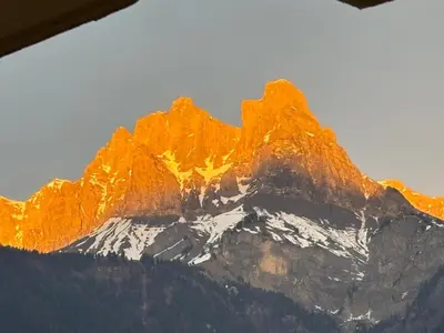 a view of a snow covered mountain at Panorama MB 356 - Grande maison familiale vue exceptionnelle in Sallanches