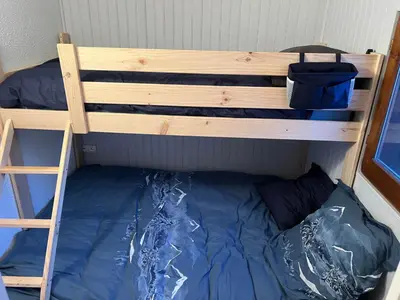a bunk bed and a ladder in a room at Escapade aux Carroz in Arâches-la-Frasse