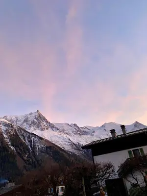 a view of a mountain with snow on it at Superbe T3- Vue Mont-Blanc- Au pied du Brévent- Chamonix in Chamonix-Mont-Blanc