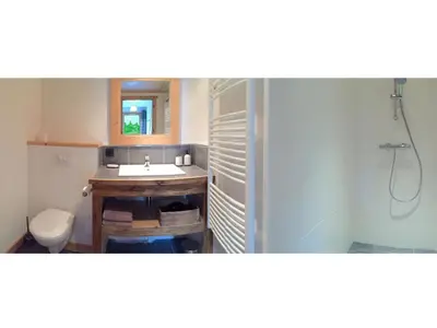 a bathroom with a sink and a toilet at megeve appartement des Crêtets in Megève