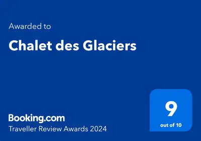 a screenshot of a cell phone with the text upgraded to chalk dies glaciers at Chalet des Glaciers in Chamonix-Mont-Blanc