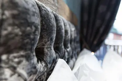 a close up of the back of a couch at Le Chalet Blanc in Megève
