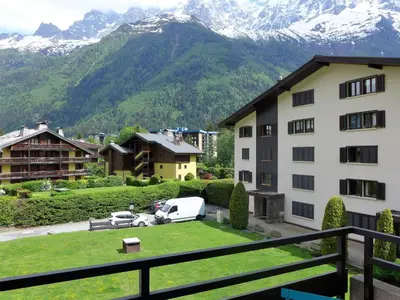 a view of a resort with mountains in the background at Apartment Le Cristal des Glaces by Interhome in Chamonix-Mont-Blanc