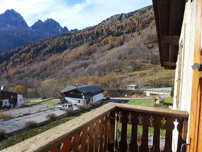 a balcony of a house with a view of a mountain at Apartment Chalet Le Tour by Interhome in Chamonix-Mont-Blanc