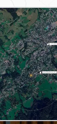 a satellite view of a city and a river at Chalet la Brunette in Megève
