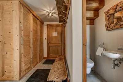 a bathroom with a sink and a toilet at Chalet Capricorne in Chamonix-Mont-Blanc