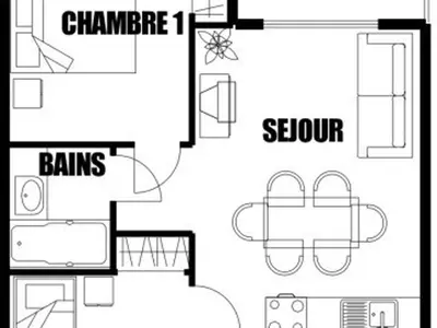 a drawing of a map of a park at Appartement cosy 3 pièces, 7 personnes, animaux admis, parking - FR-1-815-58 in Morillon
