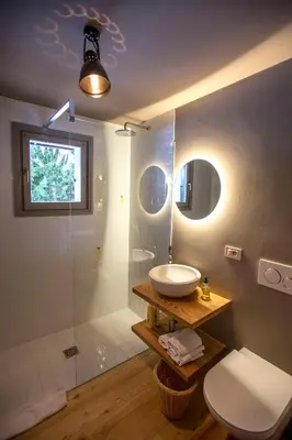 a bathroom with a sink and a shower at Stunning Views Chamonix in Chamonix-Mont-Blanc