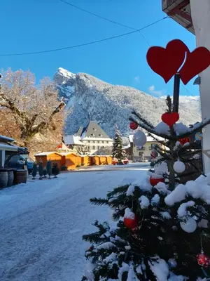 a house with a christmas tree with hearts on it at Samoëns studio in Samoëns