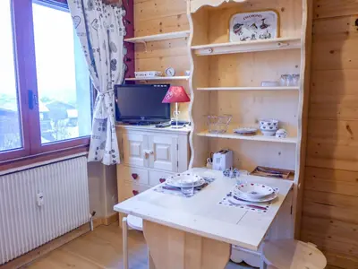 a kitchen with a sink and a counter top at Studio Le Bois du Bouchet-6 by Interhome in Chamonix-Mont-Blanc
