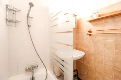 a bathroom with a shower and a sink at Spacious Apartment Iris, Flaine Foret in Flaine