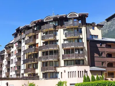 an apartment building with balconies on the side of it at Apartment Jonquilles-15 by Interhome in Chamonix-Mont-Blanc